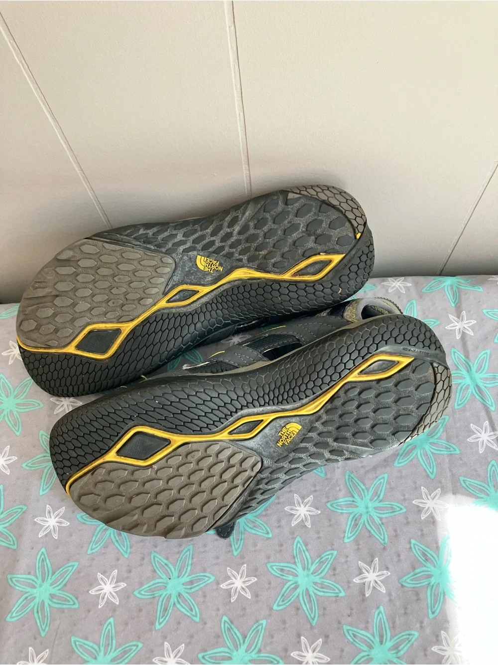 The North Face Gray and Yellow Kids Outdoor Sandals